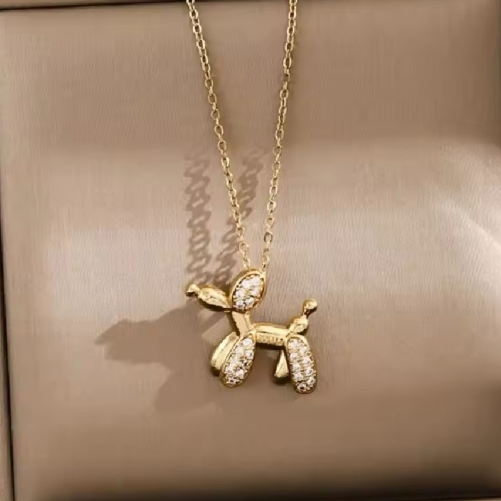 Gold Filled Balloon Animal Cubic Zirconia Necklace
